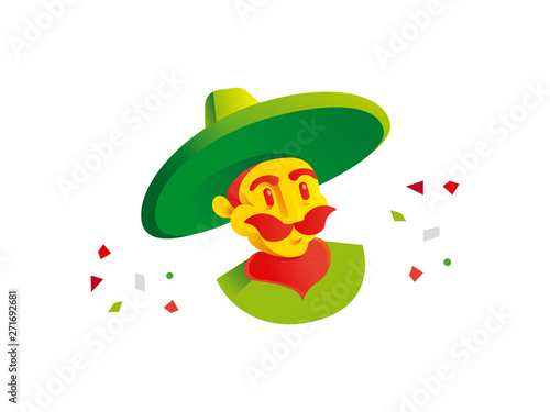 Colorful Mexican charro illustrated cartoon