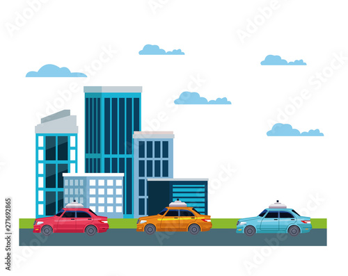 taxi service in cityscape icon