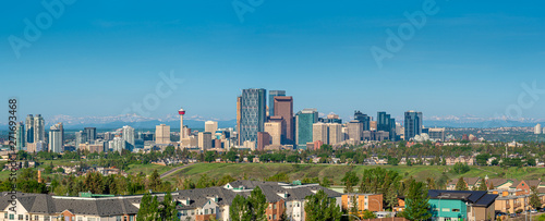 Panoramic view of Calgary s skyline on a summer day.