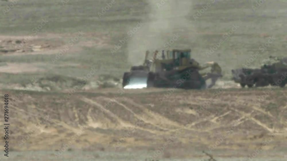 Idf Army Engineering vehicles in the hot desert Desert, Israel Idf Army Engineering vehicles in the hot desert Desert, Israel