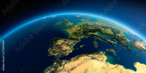 Fototapeta Naklejka Na Ścianę i Meble -  Detailed Earth. Spain and the Mediterranean Sea