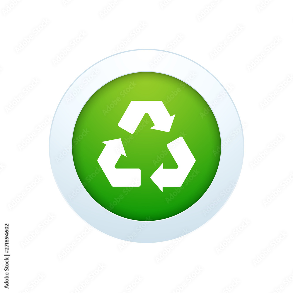 Recycle Sign on the Green emblem. Isolated Vector Illustration Recycle Sign on the Green emblem. Isolated Vector Illustration