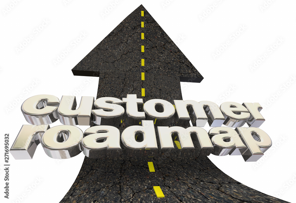 Customer Roadmap Journey Way Forward Path Roads Arrow Up Word 3d ...