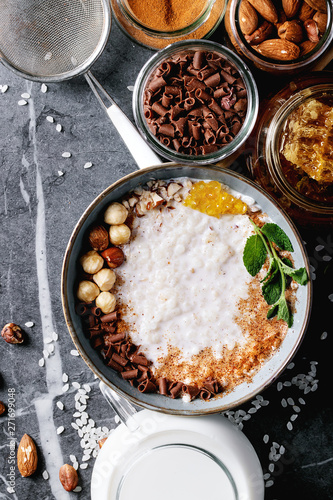 Rice pudding with honey and cinnamon