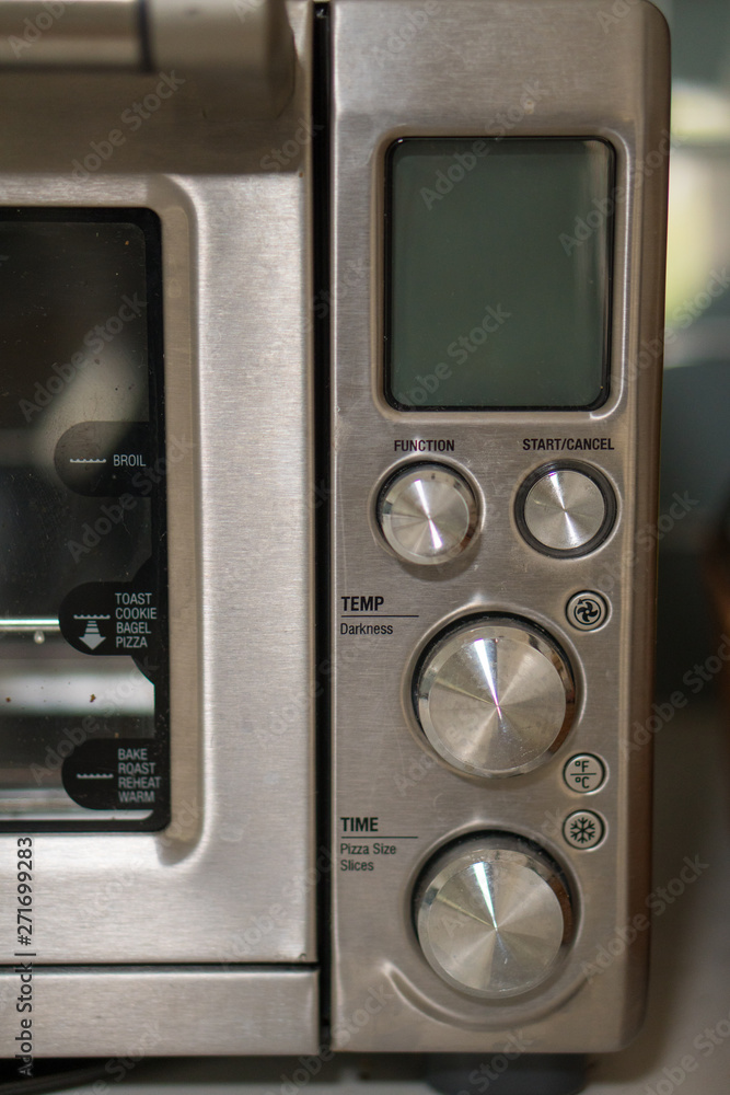 Stainless steel toaster oven controls Stainless steel toaster oven controls