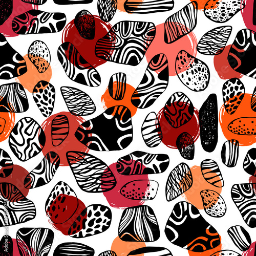 Abstract seamless pattern with hand drawn textures.