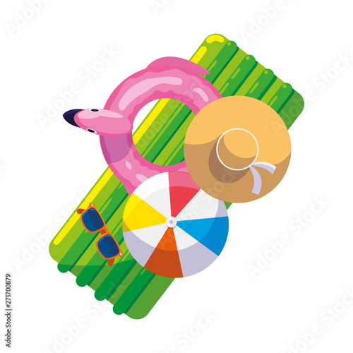summer float pad with balloon and hat