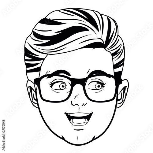 boy face avatar profile picture black and white