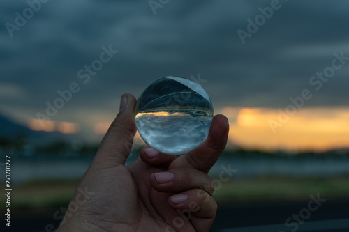 Crystal Ball reflection in the highway at Monterrey Mexico
