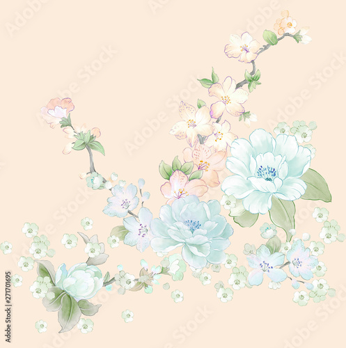 Wallpaper Mural Beautiful watercolor flowers for your design and greeting cards for the holiday Torontodigital.ca