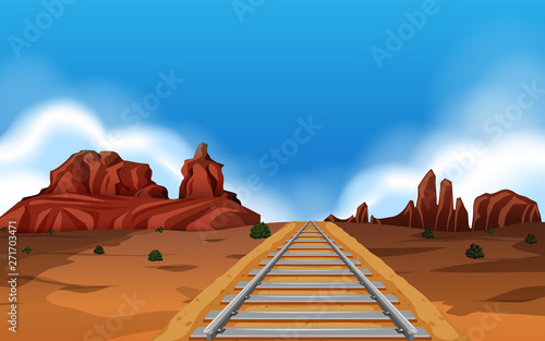 Train track in wild west background
