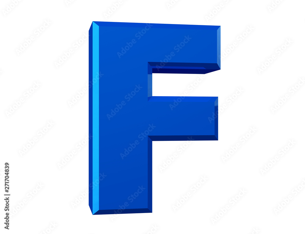 the blue letter F on white background 3d rendering the blue letter F on white background 3d rendering