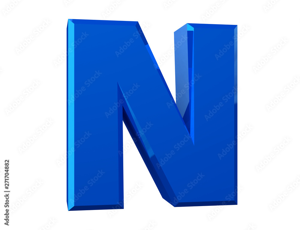 the blue letter N on white background 3d rendering the blue letter N on white background 3d rendering
