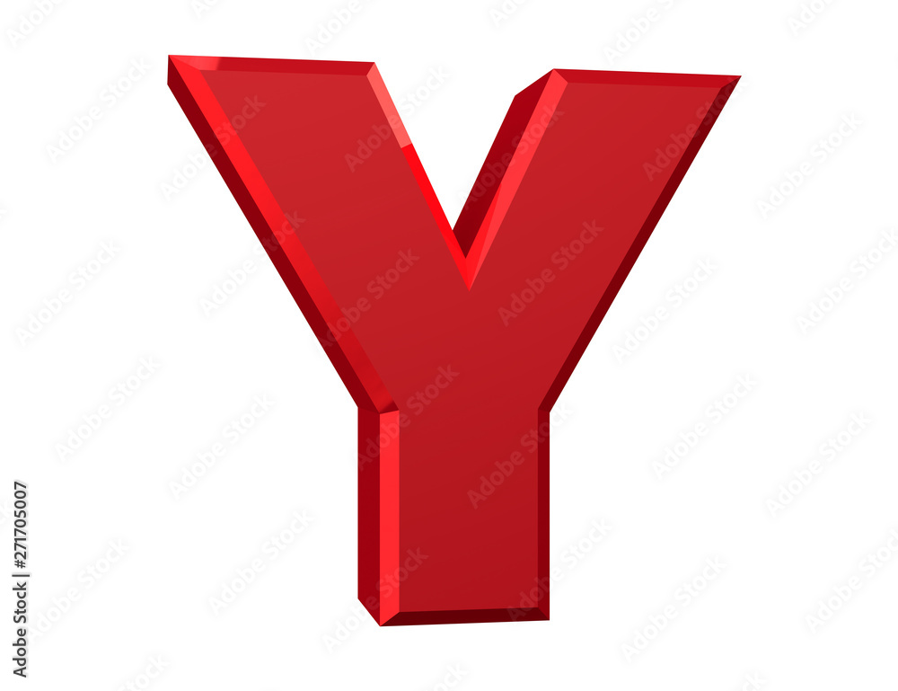 the red letter Y on white background 3d rendering