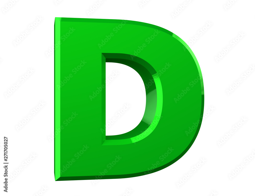 the green letter D on white background 3d rendering the green letter D on white background 3d rendering