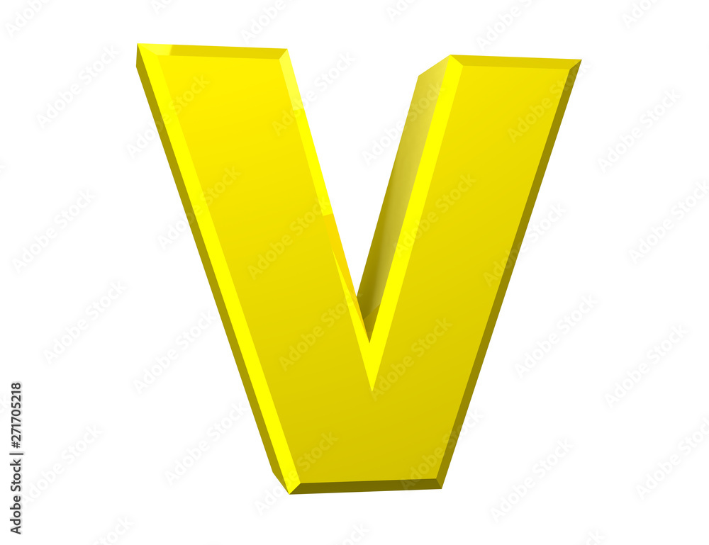 the yellow letter V on white background 3d rendering the yellow letter V on white background 3d rendering