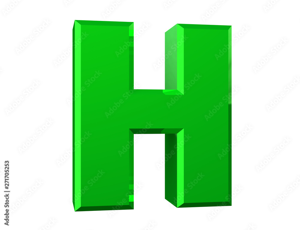 the green letter H on white background 3d rendering the green letter H on white background 3d rendering