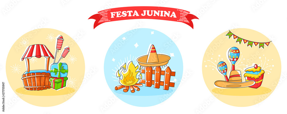 Festa Junina Celebration of Brazil festival in vector Festa Junina Celebration of Brazil festival in vector