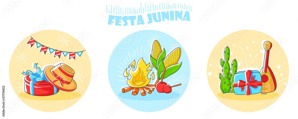 Naklejka premium Festa Junina Celebration of Brazil festival in vector