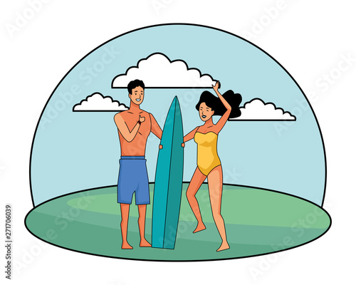 Young couple enjoying summer cartoons