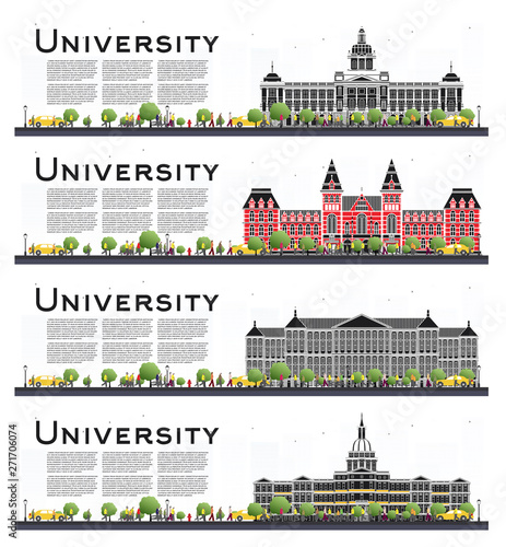 Set of University Campus Study Banners Isolated on White.