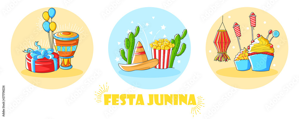 Festa Junina Celebration of Brazil festival in vector