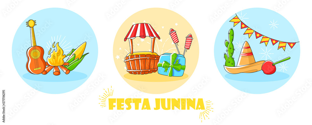 Fototapeta premium Festa Junina Celebration of Brazil festival in vector