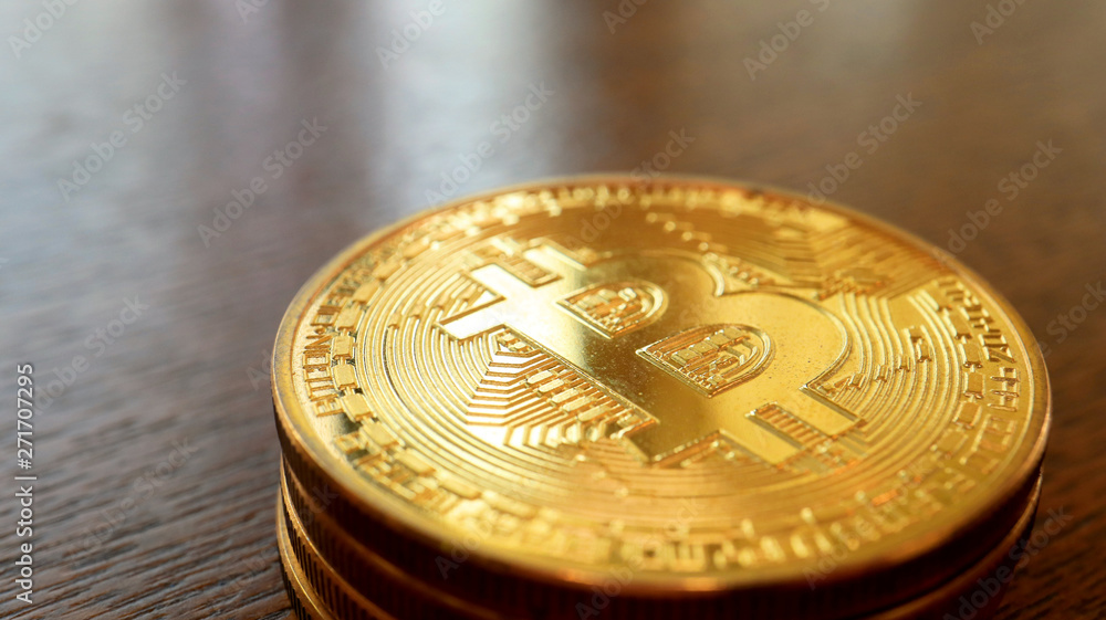 Very Close up the Pile of Bitcoins Very Close up the Pile of Bitcoins
