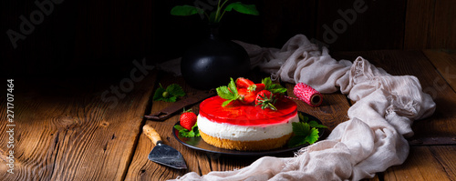 delicious cream quark pie with strawberries