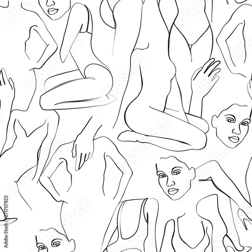 seamless pattern, girls figures