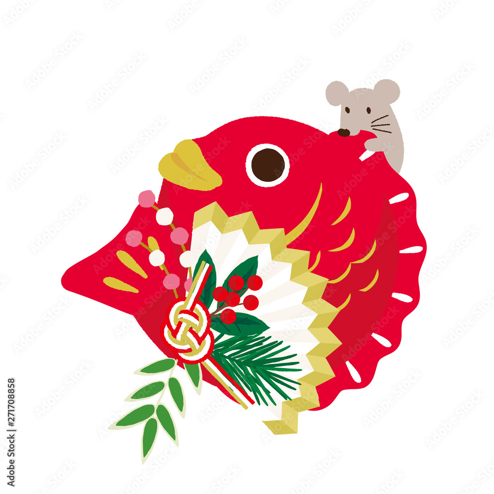 正月飾り 鯛をかじるネズミ イラスト Stock Vector Adobe Stock 正月飾り 鯛をかじるネズミ イラスト Stock Vector Adobe Stock