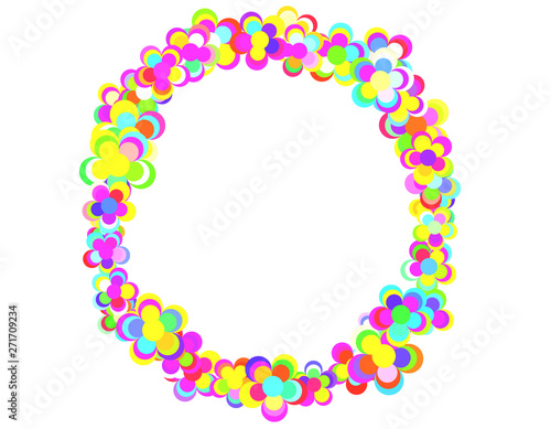 夢のような虹色の花の円フレーム Circle frame of dreamy iridescent 