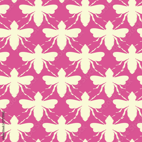Vector Bees Shapes in Retro Colors seamless pattern background.