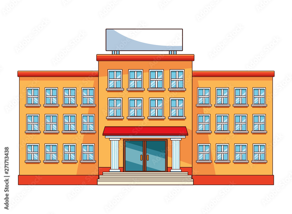 school building icon cartoon isolated