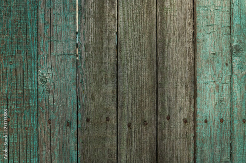 old wooden fence blue color for background