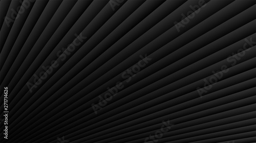 Abstract background of gradient rays in black colors. 3d texture with shadows. Vector illustration.