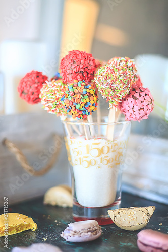 delicious dessert on a stick on a table