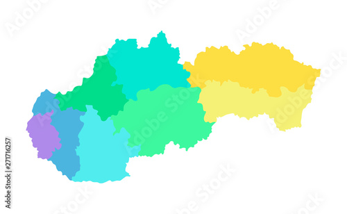 Photo Vector isolated illustration of simplified administrative map of Slovakia