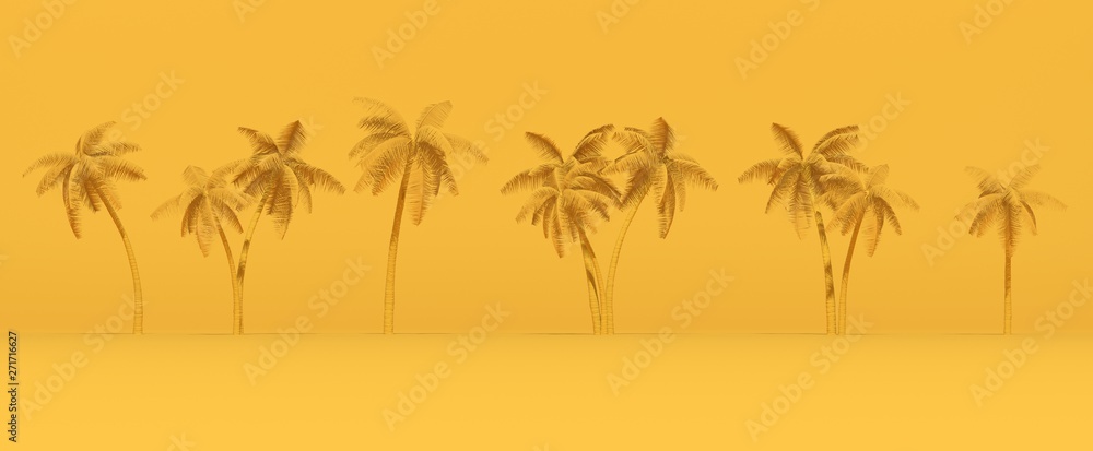 3D rendering palm trees on yellow background