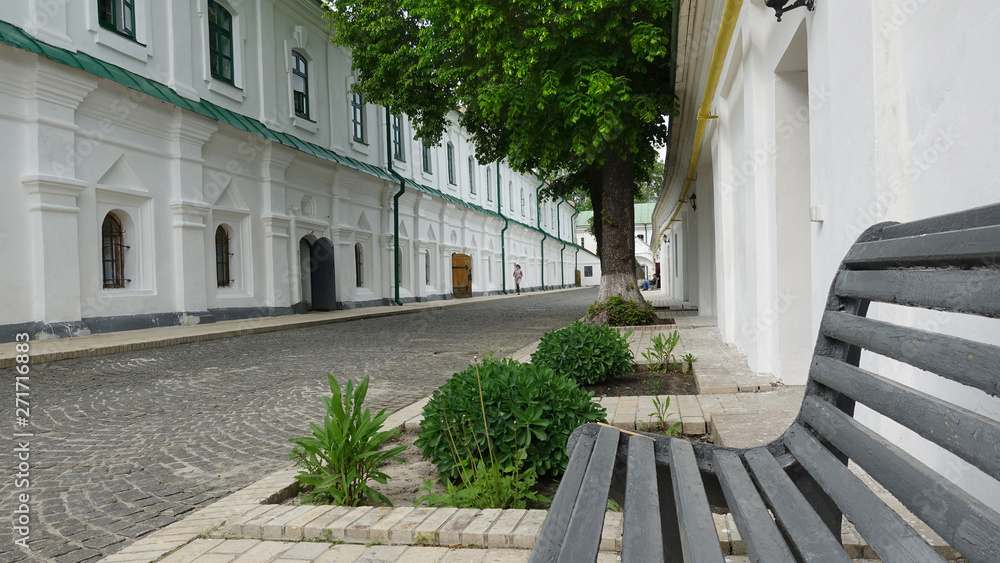 Naklejka premium Ancient street in Kiev-Pechersk Lavra,