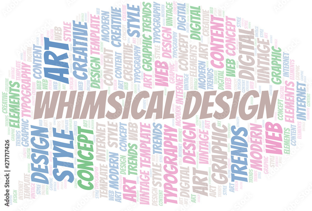 Whimsical Design word cloud. Wordcloud made with text only. Whimsical Design word cloud. Wordcloud made with text only.