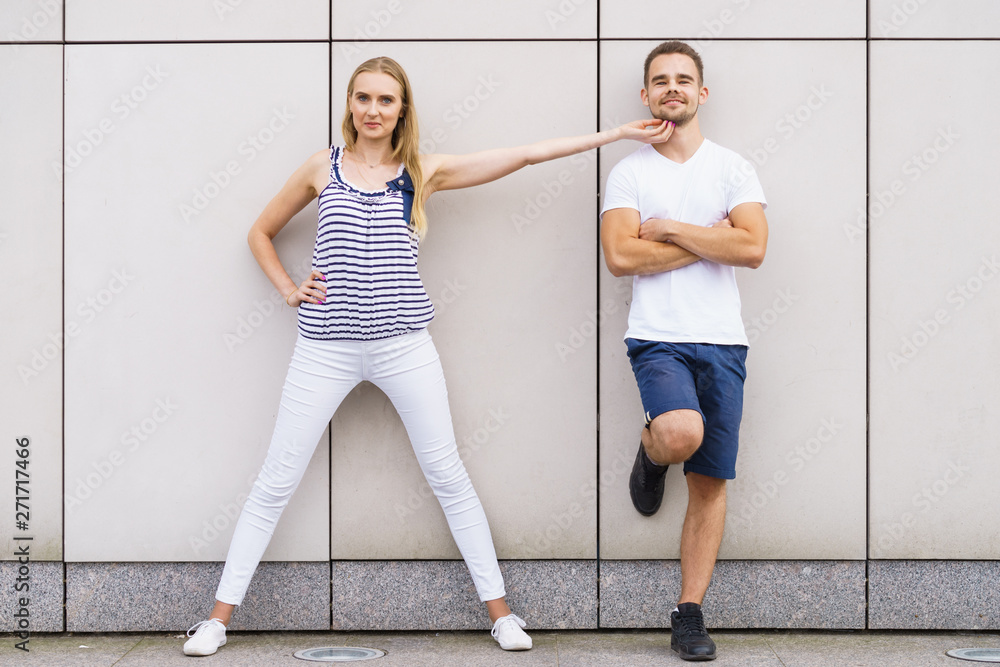 Obraz premium Girl touching tender her boyfriend