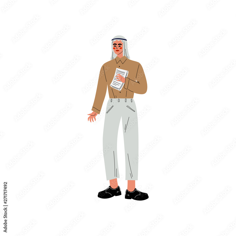 Arab Business Man, Office Employee, Entrepreneur or Manager Character Vector Illustration