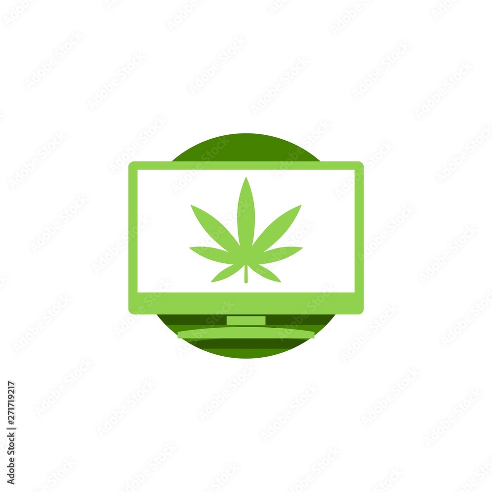 Marijuana hemp leaf in a circle, Marijuana leaf icon logo Marijuana hemp leaf in a circle, Marijuana leaf icon logo