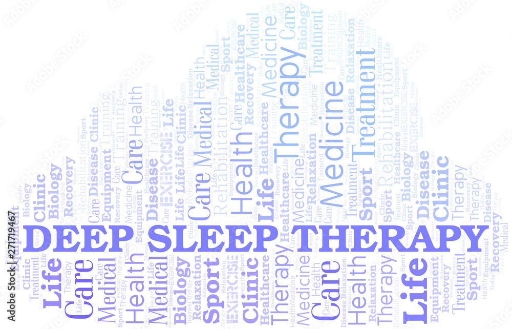 Deep Sleep Therapy word cloud. Wordcloud made with text only.