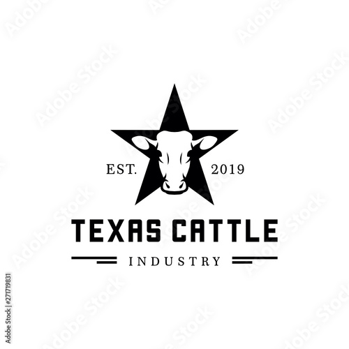 Texas cattle head company with stars custom logo typography logo design vector inspiration