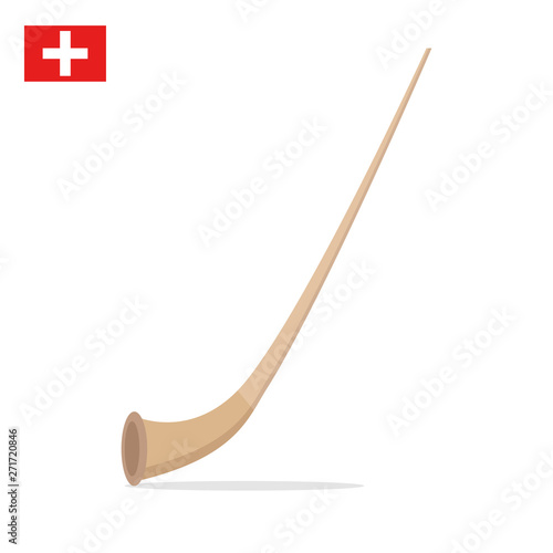 Alpine horn isolated on white background