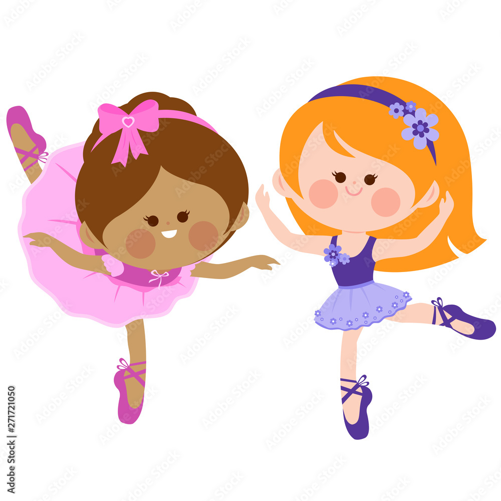 Pretty ballerina dancer girls dancing. Vector illustration Pretty ballerina dancer girls dancing. Vector illustration