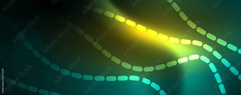 Obraz premium Shiny neon vector wave line abstract background, motion concept