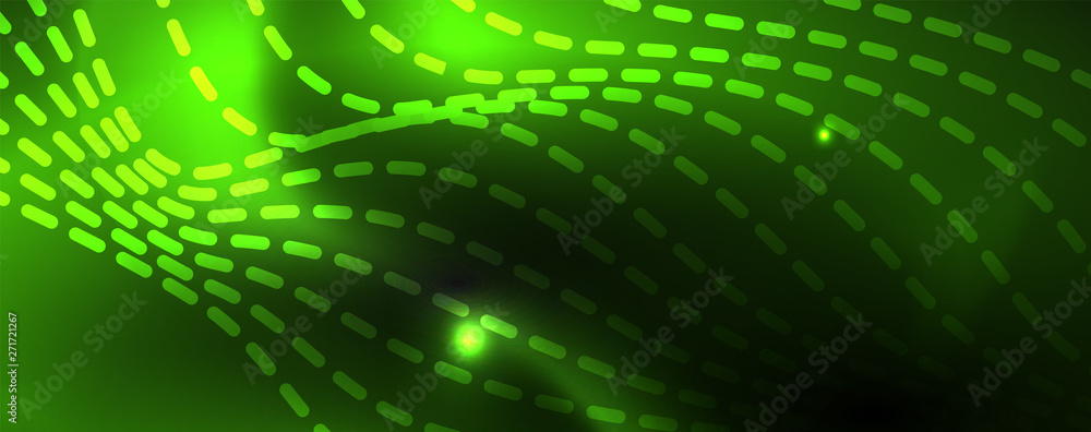 Smoky glowing waves in the dark. Dark abstract background with neon color light and wavy lines. Vector Smoky glowing waves in the dark. Dark abstract background with neon color light and wavy lines. Vector